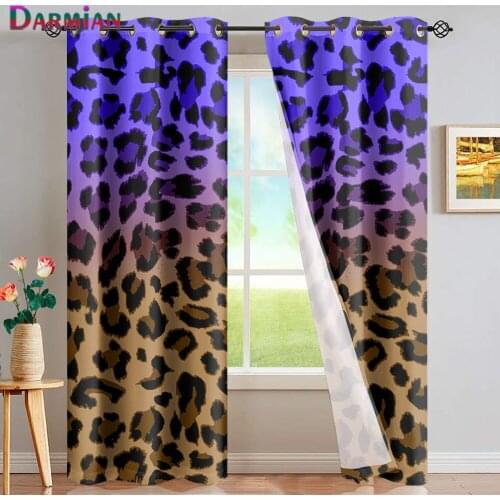 DARMIAN New Fashion Color Leopard Print Home Modern Decor Curtain Blackout Heat Insulated Easy to Install Full Shading Drape Set