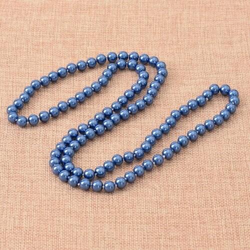Long Pearls Necklace 36inch DIY Imitation Pearls Shell Dark Blue 8mm Size For jewely Necklace Making For Women Ladies H858