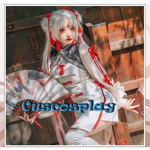 Game Onmyoji SSR Shiranui Cosplay Costume Cheongsam Skin Mo Du Qi Meng Fancy Outfits Halloween Costumes for Women Sexy Dress