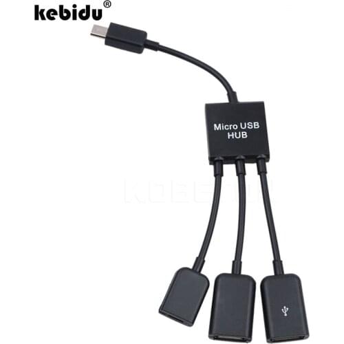Kebidu Mini 3 in 1 Micro USB Hub 3 Ports OTG Hub Cable Adapter Converter Extender for Micro-USB OTG Function Phone for laptop