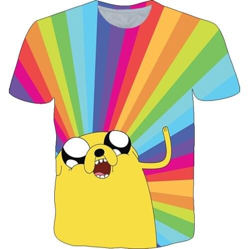4-14 Year Boys T Shirt 3D Adventure Time Printed Summer T-shirt Kids Funny Harajuku O-neck Tops Boys & Girls Super good Tee tops