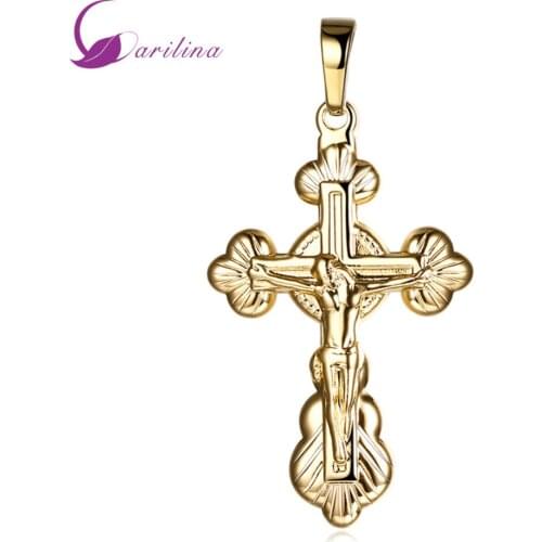 Fashion Cross Necklaces For Women 2020 Yellow Gold Pendant P2034