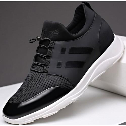 Men Shoes 2021 Summer New Fashion Breathable Leisure Sports Shoes Big Size Running Shoes Heightening Shoes Senior Leather Shoes