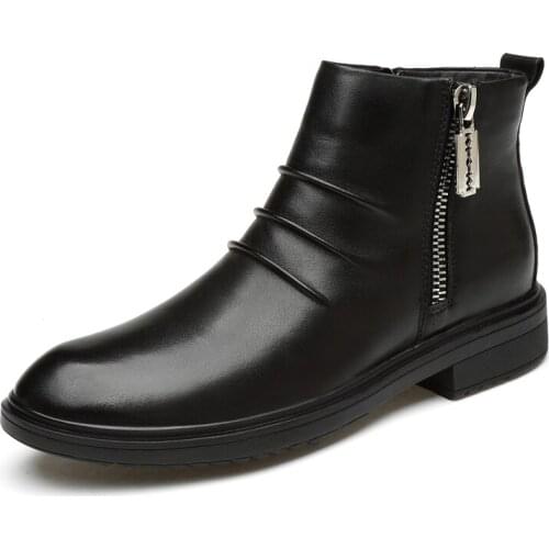 2021 Men Genuine Leather Boots Fashion Retro Side Zipper Ankle Booties Big Size 36-47 Male Motocross Boots Club Booties Chelsea