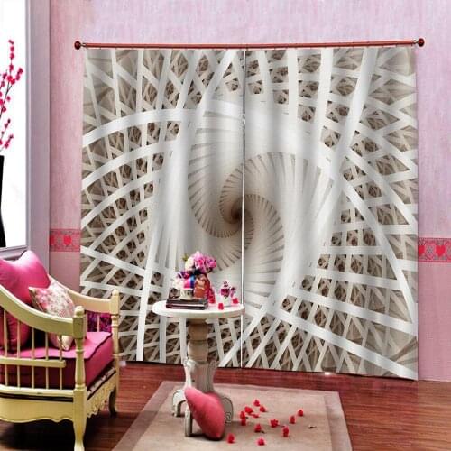Custom Any Size Modern Swirl Geometric pattern Curtain Large Window For Living Room Bedroom Sunshade Blackout Drapes Sets