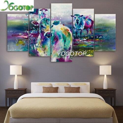 YOGOTOP Multigang DIY Diamond Painting Full Embroidery 5D Square/Round Drill Mosaic Wall Decor abstract fantasy cow 5pcs ML680