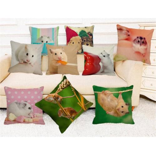 XUNYU Funny Animals Little Mouse Cushion Cover Throw Pillow Case Linen Cushion Case Sofa Bed Decorative Pillowcase 45x45cm C0058