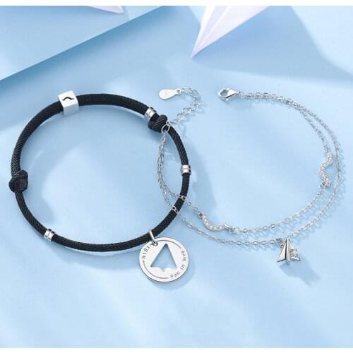 New Couple Bracelet Paper Airplane Model Hand Rope Bracelet Hot Selling Student Long-Distance Bracelets For Men and Women Gifts
