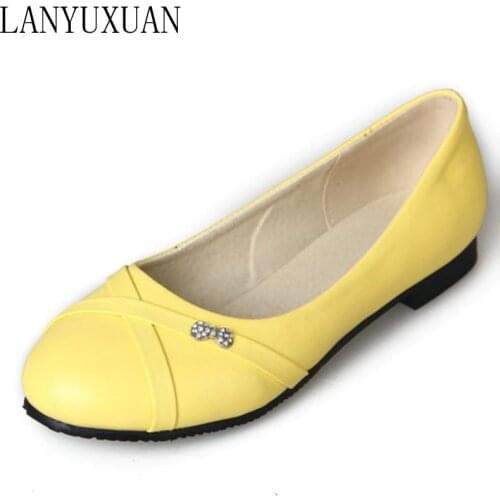 Oxford Shoes For Women Large Size 34-47 Womens Fashion Shoes Woman Flats Spring Female Ballet Metal Round Toe Solid Casual 062