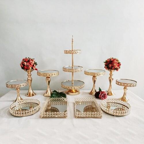 Gold Antique Metal Cake Stand, Round Cupcake Stands, Wedding Birthday Party Dessert Cupcake Pedestal/Display/Plate