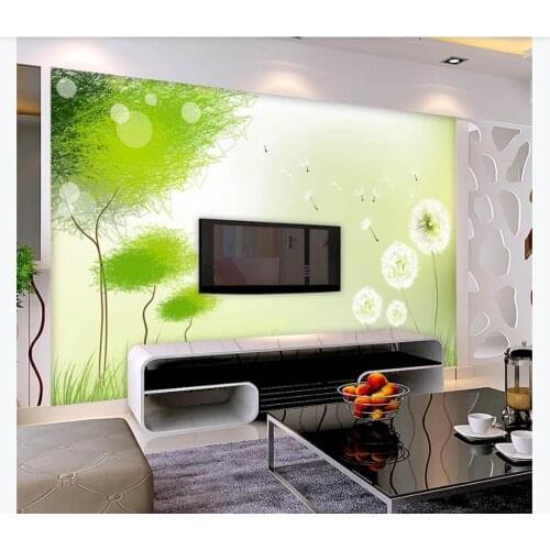 Custom photo wallpaper 3d mural wallpaper for walls 3 d modern Fresh green dreamy flowers big tree TV background wall decoration