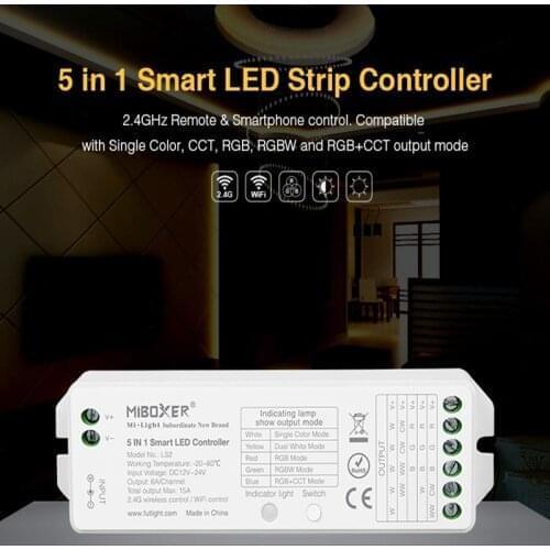 2.4G MiBOXER FUT089 8 Zone Remote RF Dimmer / LS2 5IN 1 Smart Led Controller / B8 Wall-mounted Touch Panel for RGB+CCT Led Strip