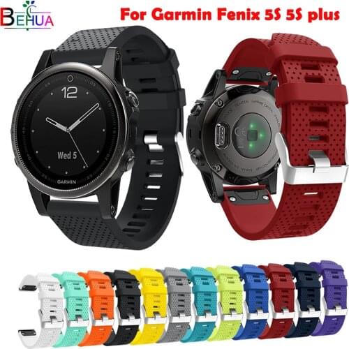 20mm Sport watchband For Garmin Fenix 5S 5S plus smart watch GPS Replacement Quick Release Silicone Strap WristStrap Accessories