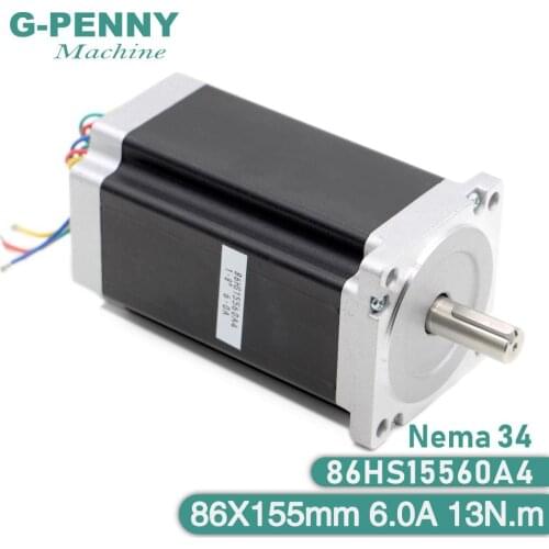 NEMA 34 CNC stepper motor 86X155mm 13 N.m 6A shaft 14mm nema 34 stepping motor 1700Oz-in for CNC engraving machine 3D printer