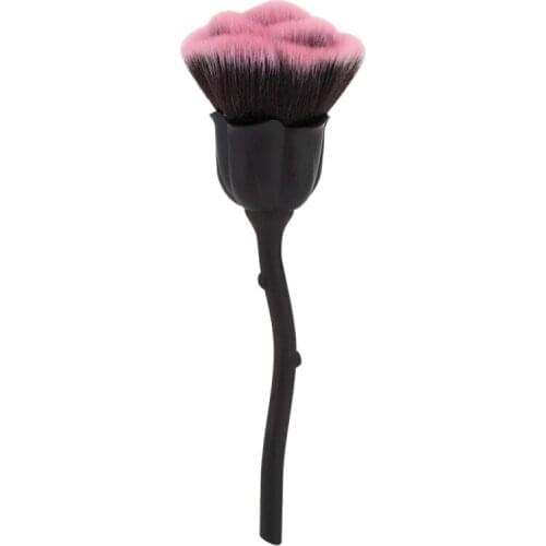Nail Dust Brush Pink Rose Brush Nail Art Cleaning Brush Blush Powder Brush(Black)