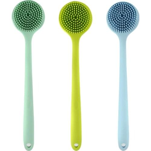 Silicone Shower Body Brush Double-sided Massage Washing Brush With Long Handle Bathing Accessories
