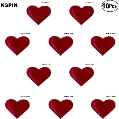 Red Heart Badge Lapel Pin Flag badge Brooch Pins Badges 10Pcs a Lot