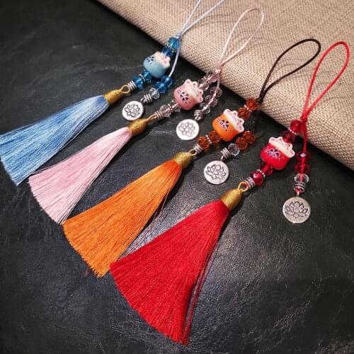 Mobile phone lanyard For Phone Case pendant tassel ancient wind lucky new year short pendant vivo strap pendant anti-lost sling