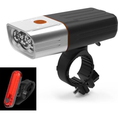 3*T6 Bicycle Light IPX5 Waterproof Bike Light Rechargeable Cycling Front Lamp with Rechargeable Tail Light