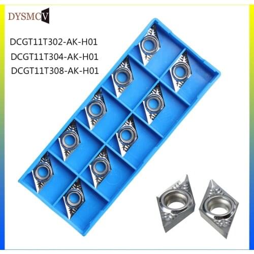 10 pcs carbide insert DCGT11T302 DCGT11T304 DCGT11T308 DCGT32.51 AK H01 aluminum sheet wood lathe CNC turning tool for aluminum