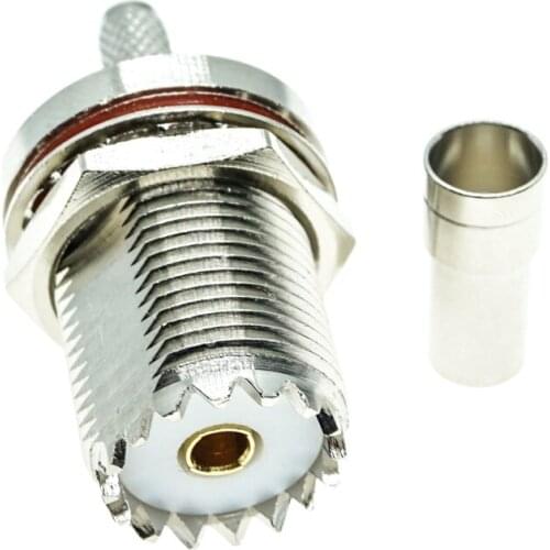 UHF Female Bulkhead SO239 crimp for RG58 LMR195 RG142 RG400 Cable Straight RF connector