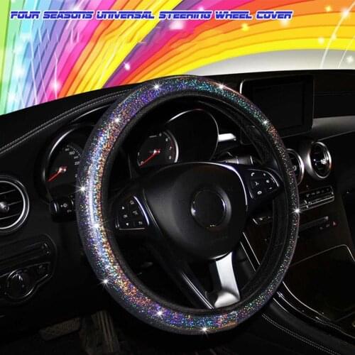 Universal Sparkle Luxury Bling Rhinestone Diamond Car Steering Wheel Covers Headrest Colorful Auto Interior Decor Accessories