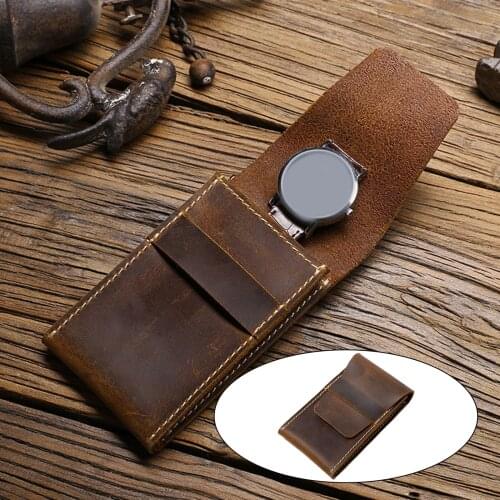 Vintage Retro Soft PU Leather Watch Travel Case Jewelry Pouch Portable Bracelet Storage Bag Protective Cover Organizer