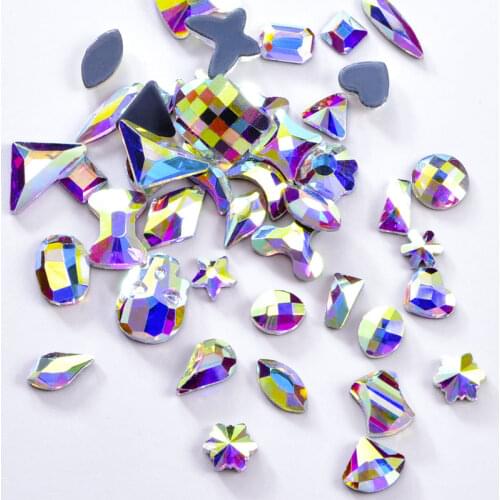 High Quality Round Multiple Shapes Glass Crystal AB Hotfix Rhinestone Flatback Clear AB Hotfix Rhinestone Iron On Garment B3500