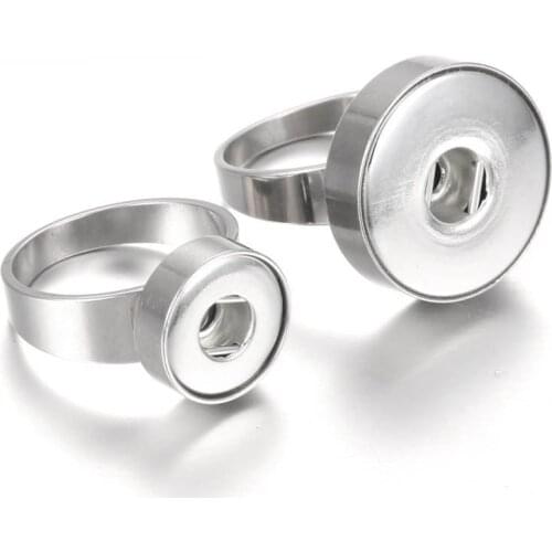 Snap Jewelry Rings Stainless Steel 12mm 18mm Snap Button Ring Fit Snaps Buttons Jewelry DIY Rings