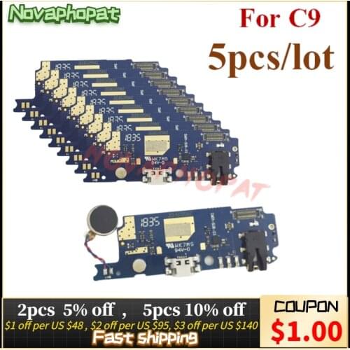 Novaphopat For Meizu C9 USB Dock Charging Port Plug Charger Flex Cable Headphone Audio Jack Microphone Board Vibrator 5pcs/lot