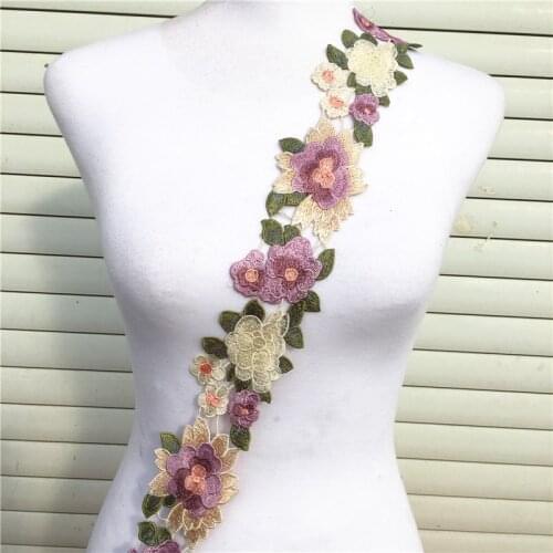 1y 7cm Pink Craft Collar Flower Lace Trim Venise Floral Embroidered Applique Trim Decorated Lace Neckline Collar DIY Sewing