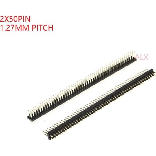 10PCS Gold Plated 2X50 PIN Double row MALE 1.27MM PITCH PIN Header connector Strip 2X50PIN 2*50 50p 50PIN FOR PCB BOARD ARDUINO