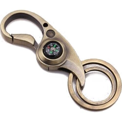 2 In 1 Carabiner Micro Compass KeyChain Buckle for Hiking Camping Common Use Mountaineering Portable Car Key Chain