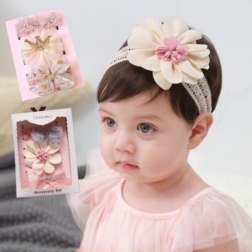 3Pcs/Set Newborn baby headscarf headband baby girl headband bow tie crown girls kids baby hair accessories