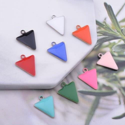 30pcs 12mm High quality Copper Enamelled Triangle Charms Both Sided Pendant DIY Jewelry Bracelet Making No Fade