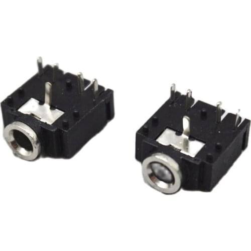 50PCS 3F07 3.5mm Stereo Jack Socket Audio Connector PCB 5Pin PJ-307 iron two-track female socket