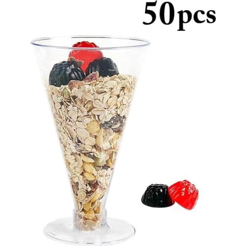 50pcs Creative Mousse Cups Set Transparent Disposable Multiuse Plastic Appetizer Cup Dessert Cup For Birthday Party Wedding