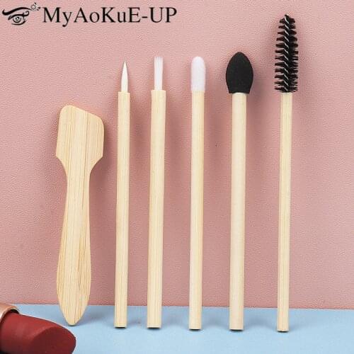 6pcs/set Makeup Brushes Disposable Eyebrow Eyeliner Eyeshadow Face mask mascara wands Eyelash Brush spoolie Bamboo Microbrush