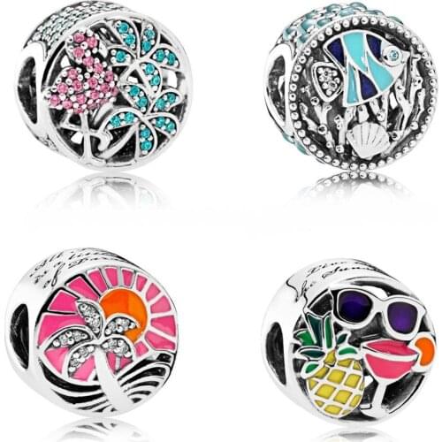 BaoFu New 925 Sterling Silver Beaded Summer Leisure Marine Series Women Suitable For Snake Chain Necklace DIY Gift Jewelry