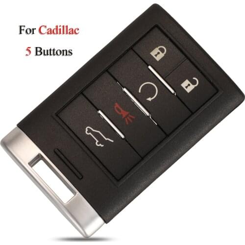 Kutery Remote Car Key Shell For Cadillac STS CTS SRX XTS ATS 2010-2012 2015 5Buttons With HU100 Uncut Blade Card Case
