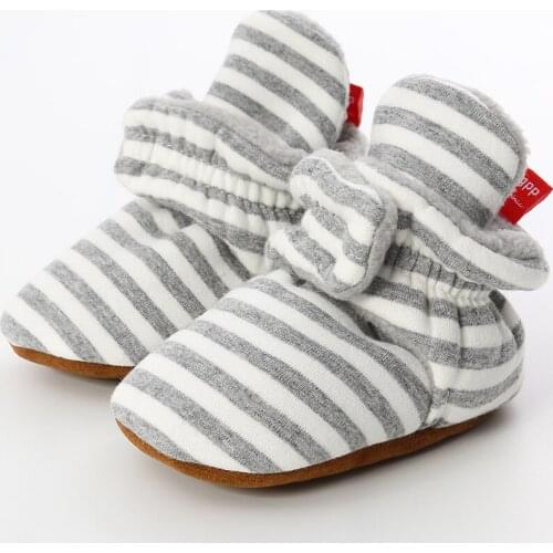 Baby Boots Socks Winter Shoes Gingham Soft Cotton Tight Hook&loop First Walkers Newborn Infant Crawl Crib Shoe Moccasins