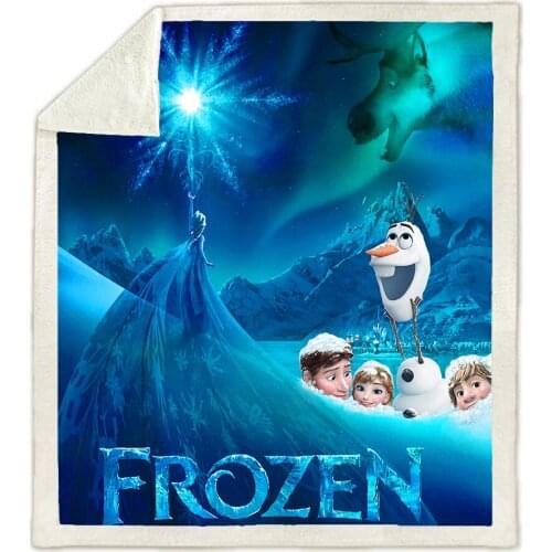 Home Textile Disney Elsa Anna Princess Lovely Olaf Pattern Comfortable Soft Blue Blanket Adult Children Bedding Bedroom Decor