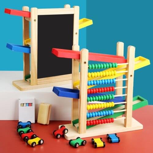 Multifunctional Wooden Children Slide Toy Abacus Drawing Board Four-layer Glider Early Educational Toy