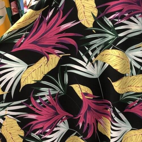 Hawaii Holiday Fabric Chiffon Stretchy Fashion Shirts cloth Fabric Big Leaf Classic Material