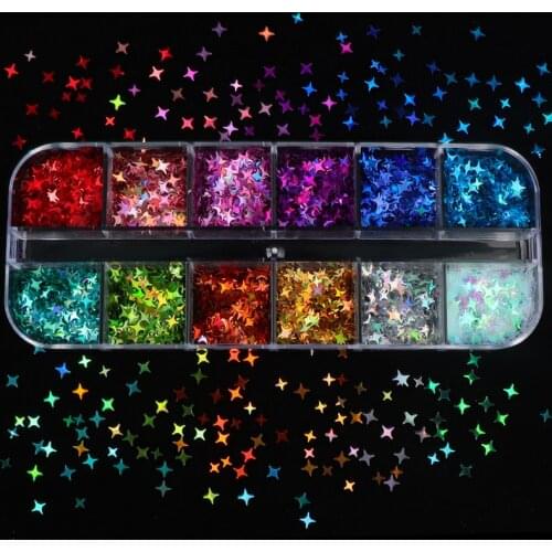 Holographic Starry Nail Art Sequins Laser Silver Star Shape Glitter Flakes Paillette For Manicure Decorations Nails Accessories