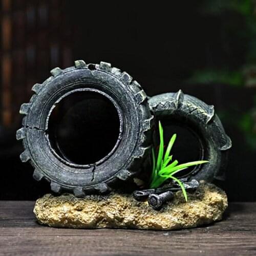 Fish Tank Simulation Tire Ornaments Wrench Screw Escape House Creative Resin Pollution-free Aquarium Landscaping Decoration
