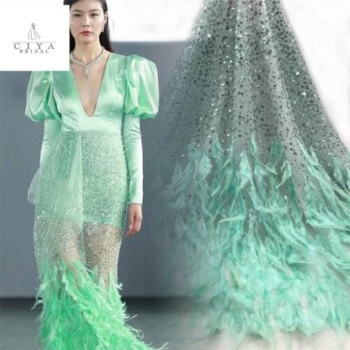 3D Bridal Wedding Dress Lace Fabric Luxury Sequin Evening Dress Ivory sell for 5 Yard For Bridal Lace