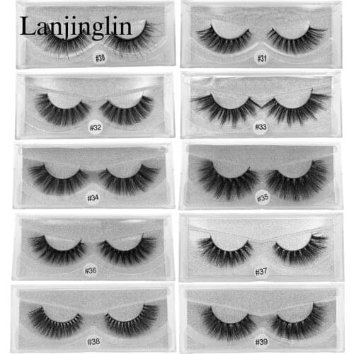 LANJINGLIN 1 pair 3d mink eyelashes makeup natural long false lashes fluffy mink fake eyelashes volume eye lashes extension