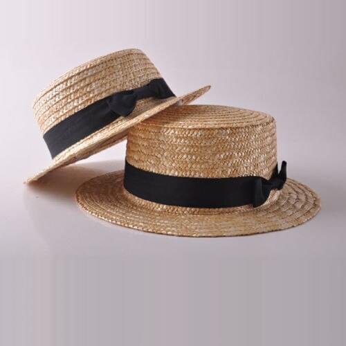 Fashion Women Daughter Summer Boho Straw Sun Hat Bow Flat Wide Brim Beach Cap