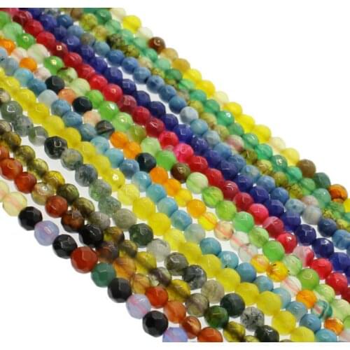 4mm Fashion Natural Faceted Round Agate Stone Beads Semi-precious Stone Beads For Jewelry Making Necklace Bracelet